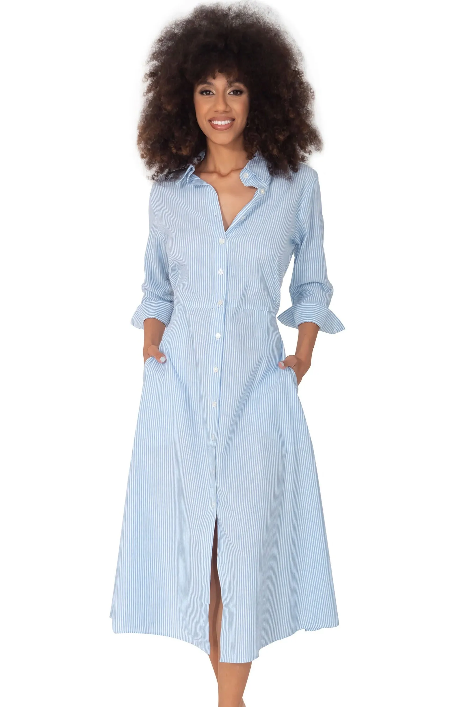 ABITO CAMICIA RIGHE LINO