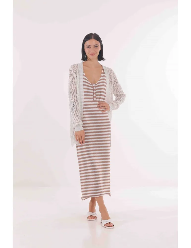 CARDIGAN LUNGO TRAFORATO LUREX