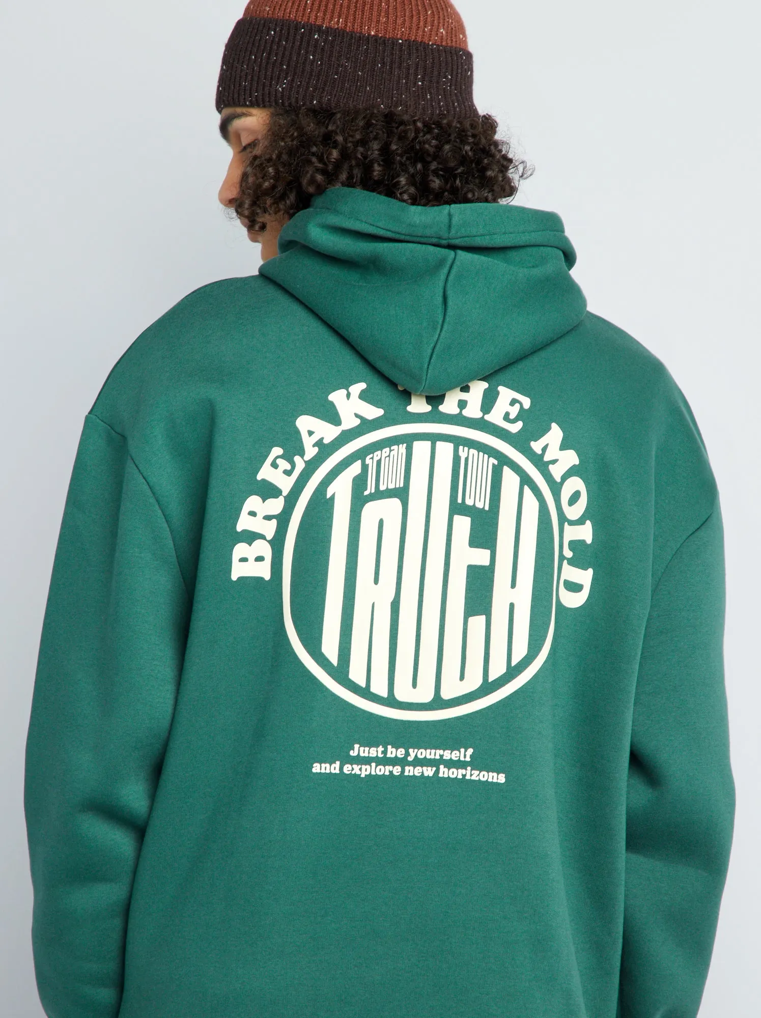 Felpa con cappuccio con motivi - VERDE