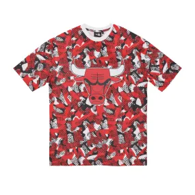 Maglietta Uomo Nba Team Aop Mesh Oversize Tee Chibul Front Door Red/white