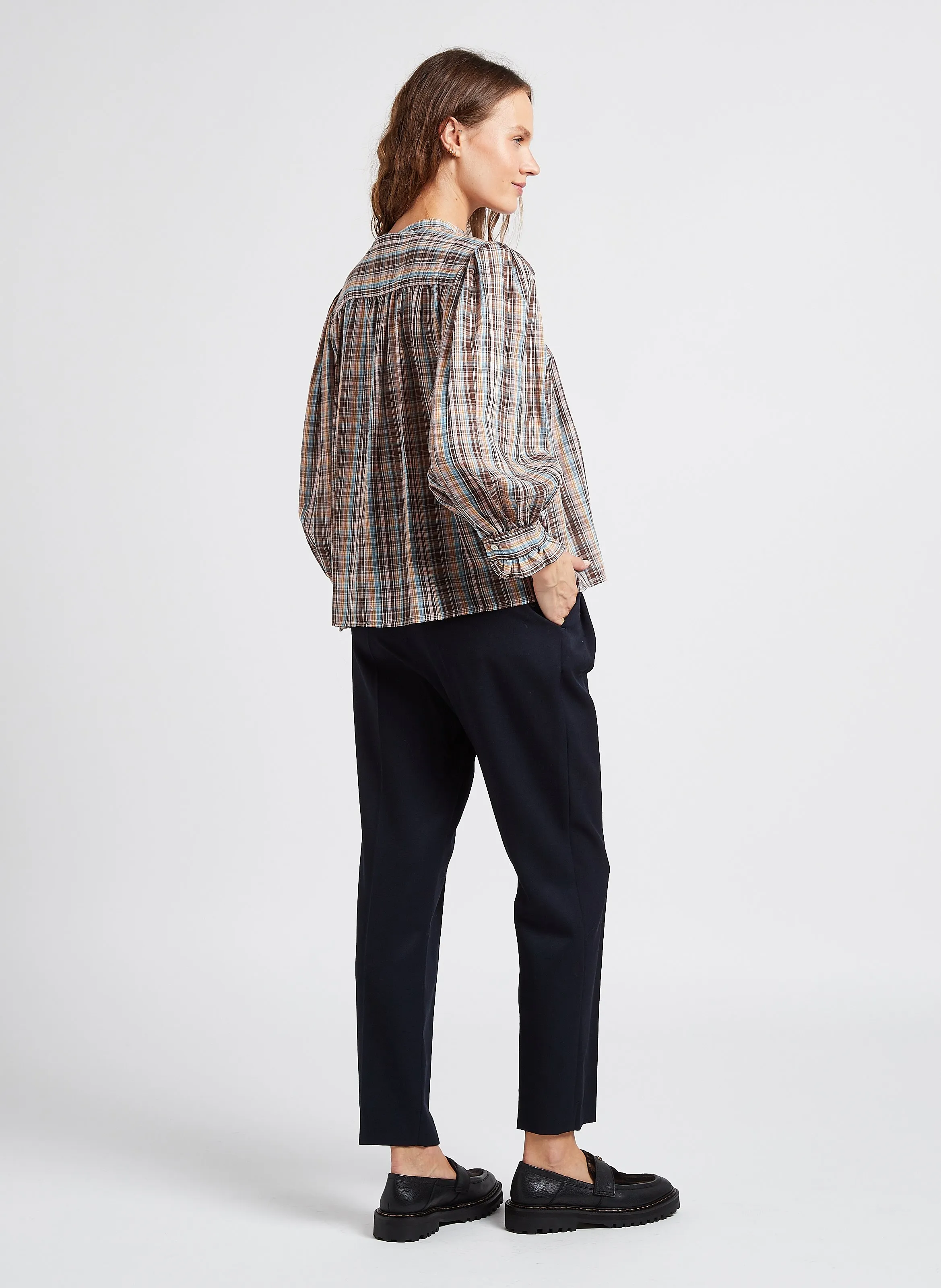  MASSCOB   ELBERT - Camicia dritta scollo tondo stampata in cotone | Marrone