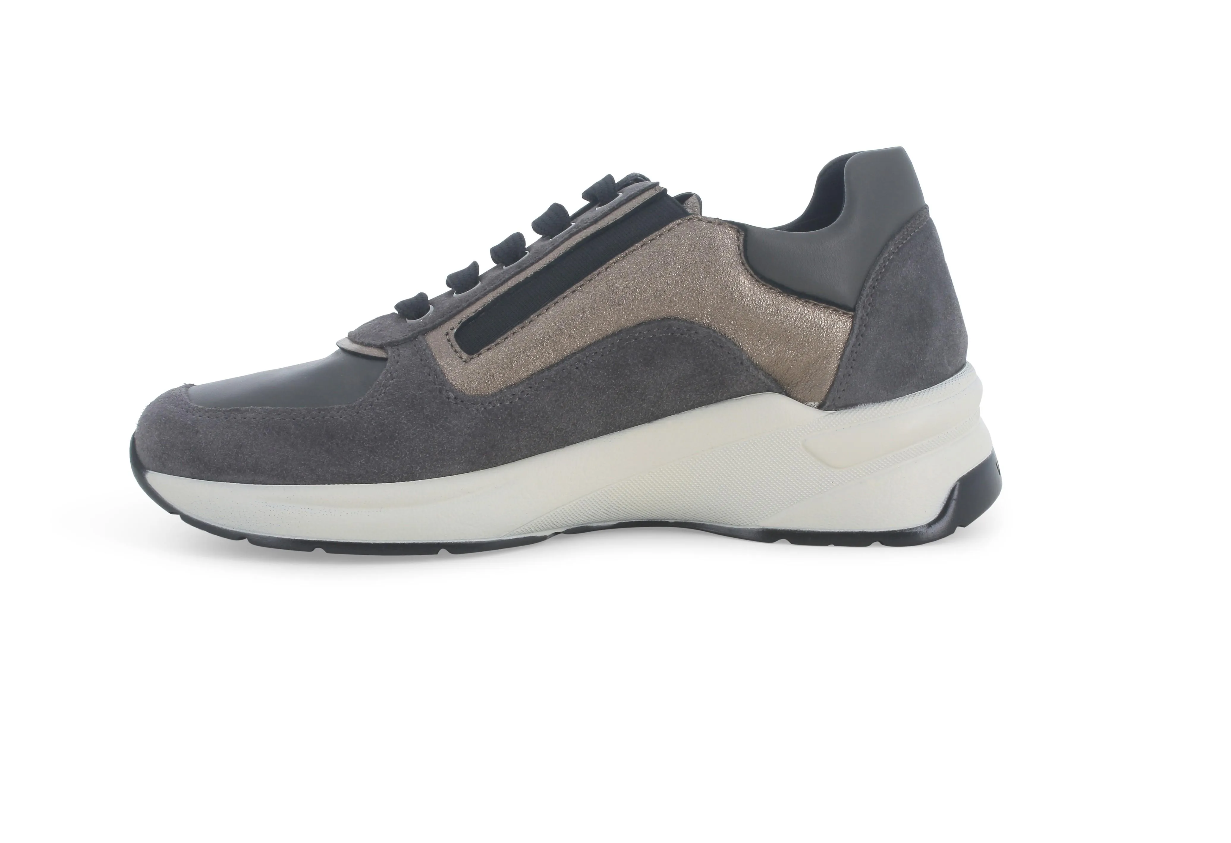 Melluso Sneakers Lacci con Cerniera Lampo Camoscio Grigio